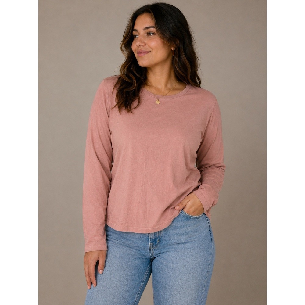 Patagonia Peach Long Sleeve Organic Cotton Crewneck Casual Top Medium